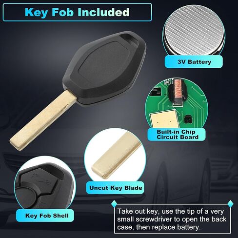 LX8FZV Replacement Keyless Entry Remote Smart Key Fob for BMW 3 Series 323i 325i 328Ci X3 X5 Z4 2001-2005 Key Fob Remote Control ID44 Chip 6955750 3 Buttons 315 MHz in Kuwait