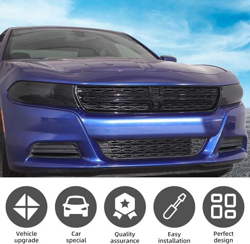 Tail Light & Front Headlight Turn Light Cover Trim Kit 6Pcs Compatible with 2015-2026 Dodge Charger (Smoke Black) in Kuwait