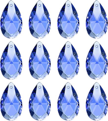 PATIKIL K9 Crystal Pendants Teardrop Beads, 12 Pack 28mm Chandelier Prisms Parts Hanging Beads DIY Lamp for Arts Crafts Decoration, Clear in Kuwait