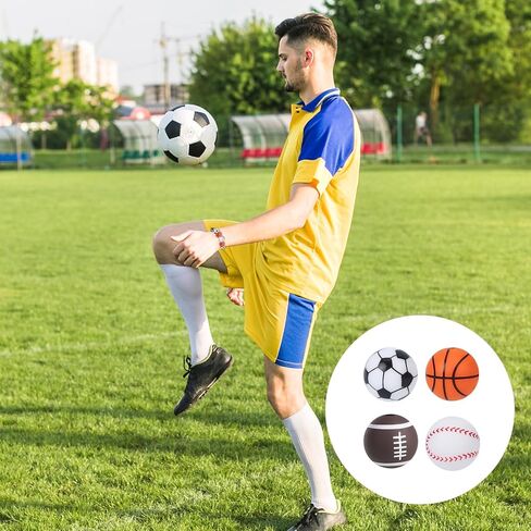 16 PCS Sports Beads, Multicolor 15mm Silicone Beads for Keychain Making Silicone Sports Bead Football Basketball Bead for Bracelet Necklace DIY Crafts Jewelry Supplies Scrapbooking in Saudi Arabia