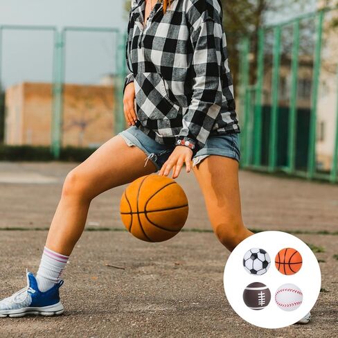 16 PCS Sports Beads, Multicolor 15mm Silicone Beads for Keychain Making Silicone Sports Bead Football Basketball Bead for Bracelet Necklace DIY Crafts Jewelry Supplies Scrapbooking in Saudi Arabia