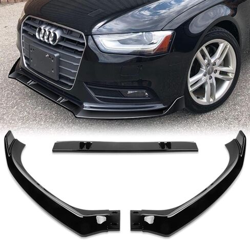 Q1-TECH, 9-Piece Front Bumper Body Kit Lip & Side Skirt Extensions Diffuser Set Compatible with 2013 - 2016 Audi A4 Quattro , Front Bumper Lip Spoiler Air Chin Splitter ABS , Painted Glossy Black in Kuwait