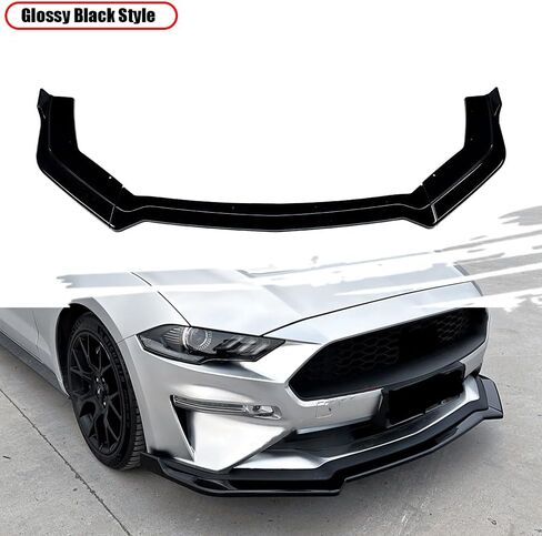 3PCS Aerodynamic Front Bumper Splitter Lip,ABS Spoiler Body Kit Compatible with Ford Mustang 2018-2023 Facelift MK6.5,Gloss Black in Kuwait