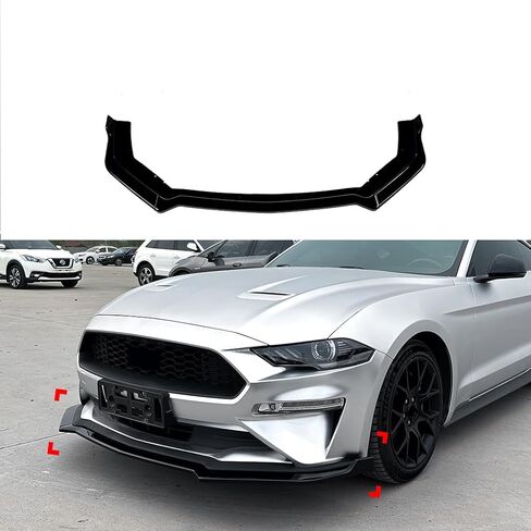 3PCS Aerodynamic Front Bumper Splitter Lip,ABS Spoiler Body Kit Compatible with Ford Mustang 2018-2023 Facelift MK6.5,Gloss Black in Kuwait
