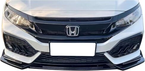 FREEMOTOR802 متوافق مع 2017-2021 Honda Civic Hatchback & Si Front Bumper Lip Spoiler، IKON Style Gloss Black Front Air Dam Chin استبدال الشفة، 2018 2019 2020 in Kuwait