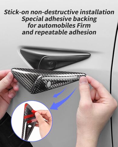 KKTR-CAR Side Camera Cover, Real Carbon Fiber Camera Protector for Tesla Model S (2022-2025)- Safeguard Your Cameras with Style! in Saudi Arabia