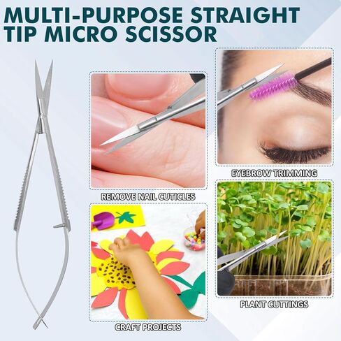 Micro Scissor 5.5" Straight Set of 3 Premium Stainless Steel Applique Scissors Sewing Art & Craft Trimming for Eyebrow Eyelash Embroidery Scissors Extra Sharp thread cutting Spring action scissors. in Saudi Arabia