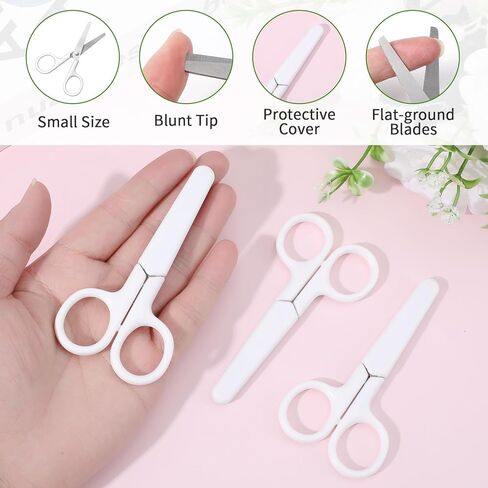 3 Pcs 4" Kids Scissors With Safety Cove Blunt Tipped Scissors Small Travel Size Tsa Compliant Round Blunt Tip Mini For Multipurpose Students School Office Home Paper Craft Supplies in Kuwait