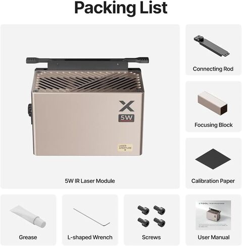 وحدة ليزر xTool 5W IR لـ P3، رأس نقش ليزر IR 5W للمجوهرات والمعادن، وحدة ليزر احترافية للمعادن والبلاستيك ونقش الأكريليك in Kuwait