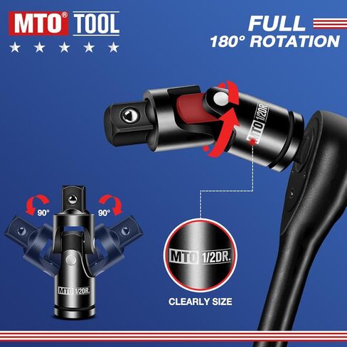 MTO 18-Piece Impact Socket Adapter & Universal Joint Set, 1/4", 3/8" & 1/2" Drive Hex Shank Drill Bit with Standard, Long & Swivel Types, for Impact Wrench & Driver in Saudi Arabia