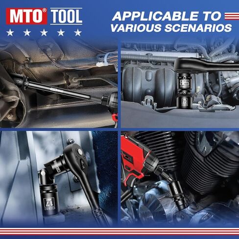 MTO 18-Piece Impact Socket Adapter & Universal Joint Set, 1/4", 3/8" & 1/2" Drive Hex Shank Drill Bit with Standard, Long & Swivel Types, for Impact Wrench & Driver in Saudi Arabia