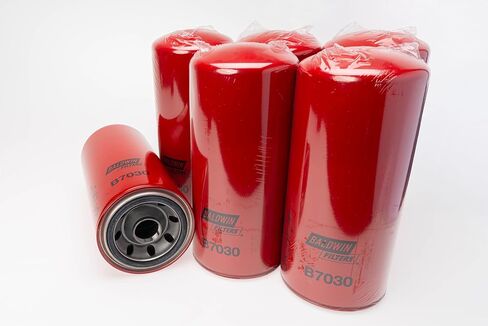 Baldwin B7030 Heavy-Duty Lube Oil Filter – Spin-On Full-Flow Oil Filter, M36 × 1.5 Thread, 5.38″ OD × 12.03″ Length, 9.8 µm Nominal / 27 µm Absolute, Replaces Wix 51799, LF3883 & P550367 – (Pack of 6) in Kuwait