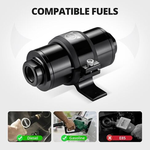 EVIL ENERGY 30 100 Micron Inline Fuel Filter Kit, Dual Stainless Steel Filters with 50mm 60mm Mounting Brackets, 6AN 8AN 10AN Fittings, Universal in Kuwait