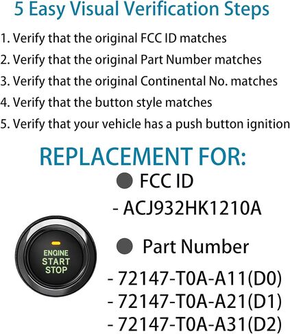 مفتاح ذكي فوب لهوندا CR-V 2015-2016، بديل Alliskeys القرب مفتاح فوب لهوندا CR-V 2015 2016 ACJ932HK1210A 72147-T0A-A11 in Kuwait