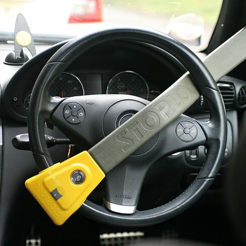 Stoplock HG 134-59 قفل عجلة القيادة الأصلي المضاد للسرقة - جهاز ردع أمان مضاد للسرقة للسيارات والمركبات الأخرى، أصفر in Kuwait