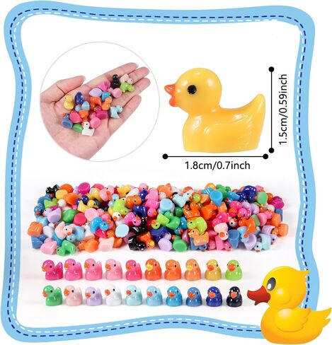 200 Mini Duck Set 20 Colors 10 Each 0.7 x 0.6 x 0.4 Inches Ideal for Dollhouse Mini Fairy Gardens Aquarium Potted Plants Hide and Seek Creative DIY in Saudi Arabia