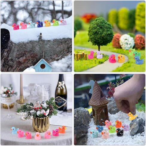 200 Mini Duck Set 20 Colors 10 Each 0.7 x 0.6 x 0.4 Inches Ideal for Dollhouse Mini Fairy Gardens Aquarium Potted Plants Hide and Seek Creative DIY in Saudi Arabia