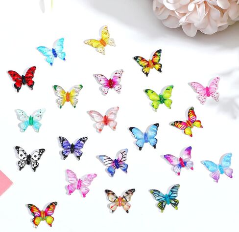 200 Pcs Mini Resin Butterflies Miniature Tiny Butterflies Charms Tiny Figurines for DIY Crafts, Fairy Garden, Dollhouse Micro Landscaping Decoration in Saudi Arabia