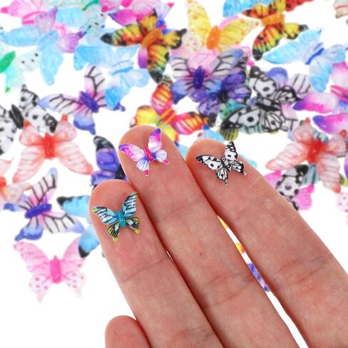 200 Pcs Mini Resin Butterflies Miniature Tiny Butterflies Charms Tiny Figurines for DIY Crafts, Fairy Garden, Dollhouse Micro Landscaping Decoration in Saudi Arabia