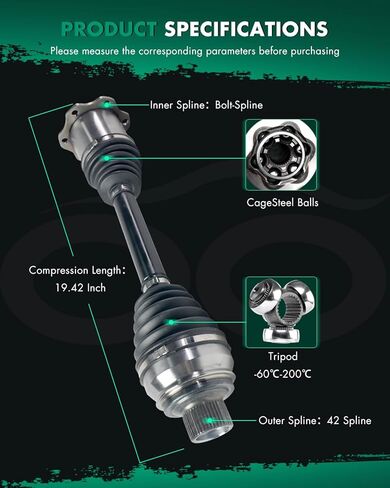 SCITOO Front CV Axle Drive Shaft Assembly Fit For Audi A6 A7 2016 V6 3.0L,L4 2.0L, A6 for Quattro 13-18 L4 2.0L,A6 A7 for Quattro 12-18 V6 3.0L Driver and Passenger Side NCV23019 FWD in Kuwait
