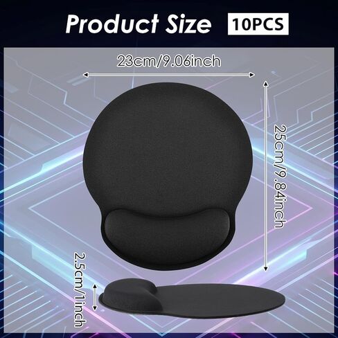 10 Pack Ergonomic Mouse Pad with Wrist Rest Support, Gel Memory Foam Computer Pad for Pain Relief & Comfort, Non-Slip Base for Gaming, Office, Home Use (Black) in Saudi Arabia