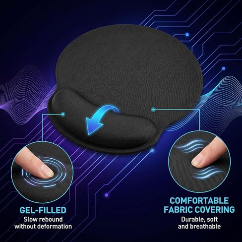 10 Pack Ergonomic Mouse Pad with Wrist Rest Support, Gel Memory Foam Computer Pad for Pain Relief & Comfort, Non-Slip Base for Gaming, Office, Home Use (Black) in Saudi Arabia