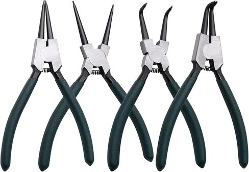 4pcs 3/64" Small Tip Snap Ring Pliers Set, 7" Internal/External Circlip Pliers Kit, Straight/Bent Jaw, for Ring Remover Retaining in Saudi Arabia