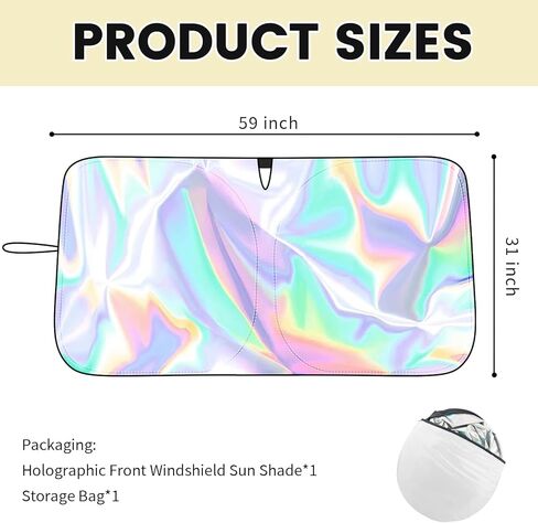 59"X31" Car Windshield Sun Shade,Radium Reflective Sunshade for Car Windshield to Block Sunlight/Heat,Universal Foldable Windshields Visor Sun Shade with Storage Bag in Saudi Arabia