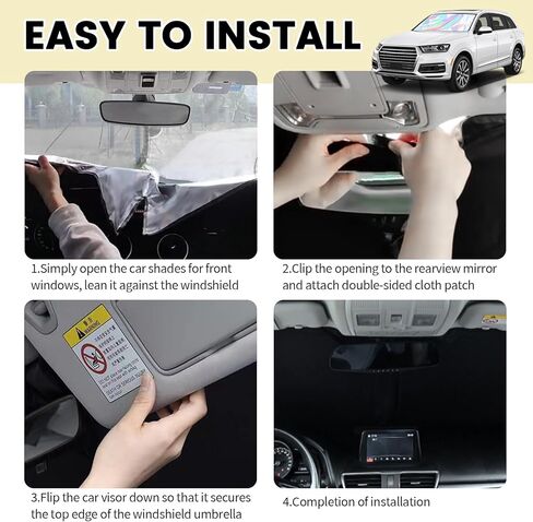 59"X31" Car Windshield Sun Shade,Radium Reflective Sunshade for Car Windshield to Block Sunlight/Heat,Universal Foldable Windshields Visor Sun Shade with Storage Bag in Saudi Arabia