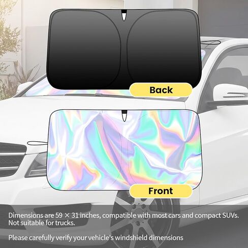 59"X31" Car Windshield Sun Shade,Radium Reflective Sunshade for Car Windshield to Block Sunlight/Heat,Universal Foldable Windshields Visor Sun Shade with Storage Bag in Saudi Arabia
