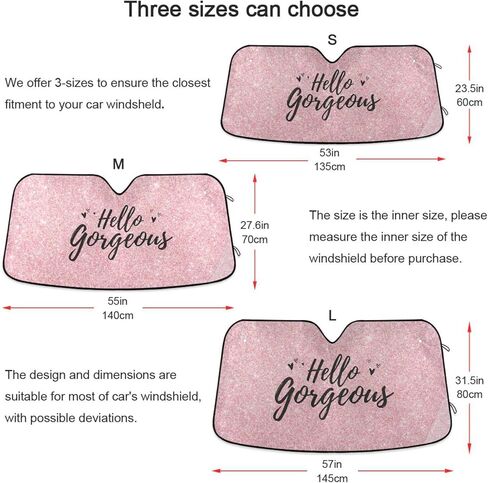 Gredecor Windshield Sun Shade Pink Glitter Spark Car Sun Visor Sunshades Blocks UV Rays and Heat Protection Foldable Sun Shield Cover Automotive Interior Accessories£¬55x27.6in in Saudi Arabia