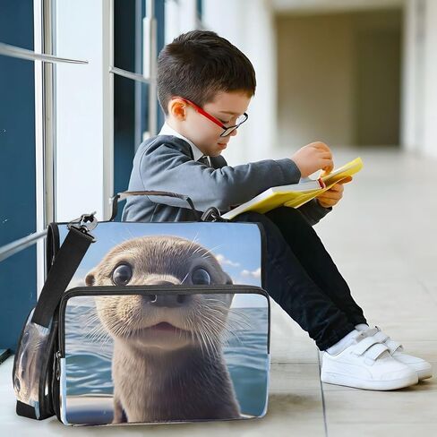ALAZA Ocean Sky Otter Zipper Binder 3 حلقات منظم مع سحاب وحزام كتف سعة كبيرة متعددة الجيوب للعمل في اللوازم المكتبية in Kuwait