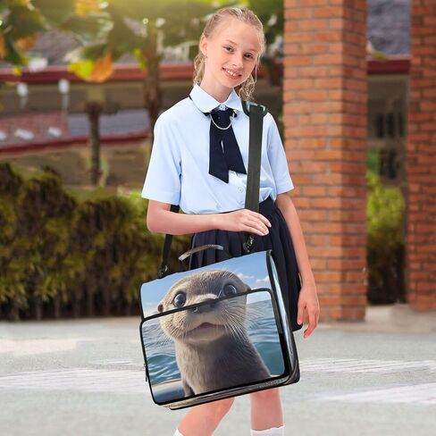 ALAZA Ocean Sky Otter Zipper Binder 3 حلقات منظم مع سحاب وحزام كتف سعة كبيرة متعددة الجيوب للعمل في اللوازم المكتبية in Kuwait