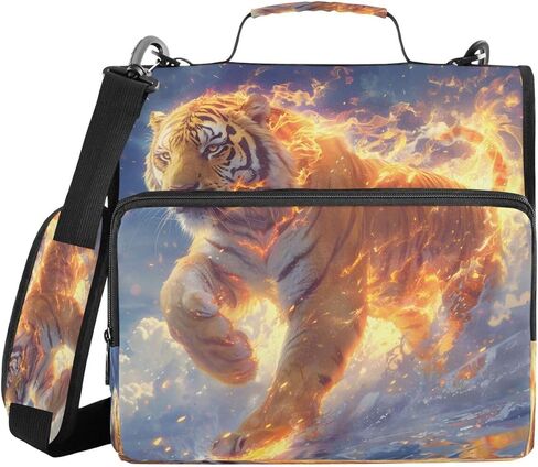 ALAZA Tiger Magic Abstract Zipper Binder 3 Ring Binder Organizer with Zipper and Shoulder Strap Large Capacity Multi-Pocket for Office Supplies Work in Kuwait