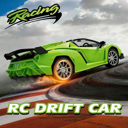 1:18 RC Cars for Kids, Fast Remote Control Car with 2 Batteries & LED Lights, 2WD Drift RC Race Car Toy, Great Gift for Boys & Girls Ages 3-9 in Saudi Arabia
