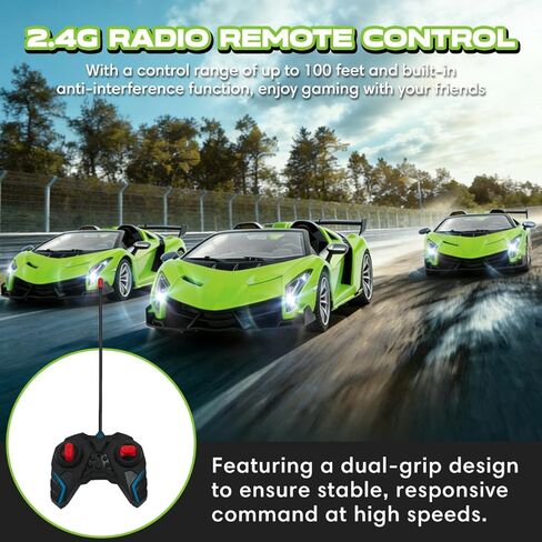 1:18 RC Cars for Kids, Fast Remote Control Car with 2 Batteries & LED Lights, 2WD Drift RC Race Car Toy, Great Gift for Boys & Girls Ages 3-9 in Saudi Arabia