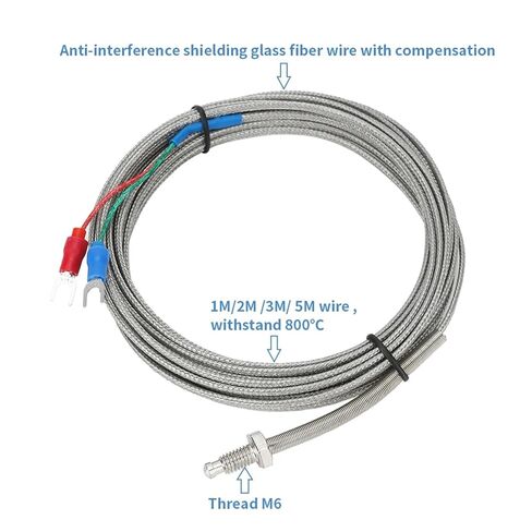 Thermocouple Type K J M6 Screw 5M Wire 0-800℃ K Type Temperature Sensor Stainless Steel Thermocouple Sensor K/j Type(M6 J Type 5M) in Saudi Arabia