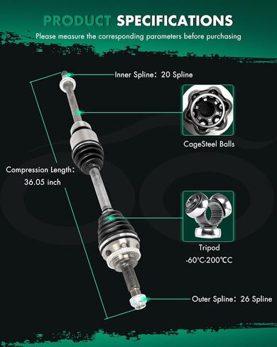 SCITOO Front CV Axle Shaft Assembly For Toyota Corolla 1.8L 2006,For Corolla 1.8L 2005,For Celica 1.8L 2000-2004,For Celica 1.8L 2005 Front Right Passenger Side 66-5204 AT/MT 1pcs in Kuwait