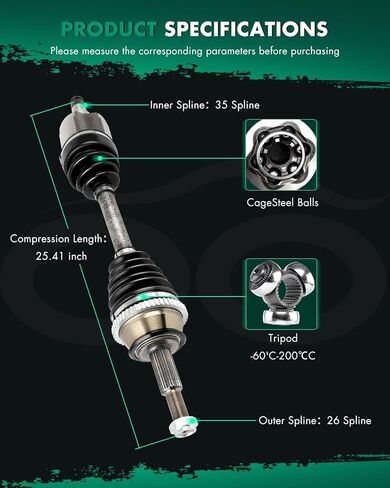 مجموعة عمود محرك المحور الأمامي من SCITOO مناسبة لسيارات Ford Taurus 3.0L 1996-2000 2005-2007، لـ Mercury Sable 3.0L 1994-1999 2005، لـ Sable 3.8L 1994-1995 الجانب الأيمن الأمامي NCV11552 66-2042 AT in Kuwait