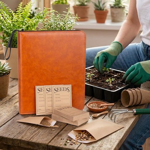 Seed Storage Organizer Binder with 60 PCS Reusable Seed Envelopes - 30 Pack Sheet Protectors Holds 120 Packets Envelopes, Seed Saving Bag for Garden Planner in Saudi Arabia