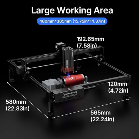 ATOMSTACK 20W A20 PRO V2 Laser Engraver with Auto Air Assist & R8 Rotary Chuck, 0.06mm High Accuracy Laser Cutter for Wood, Metal, Acrylic and Glass, Professional DIY Laser Engraving Machine in Saudi Arabia