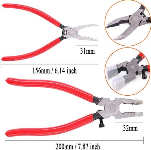 2Pcs Premium Glass Cutting Running Pliers & Breaking Pliers Kit, Heavy Duty Stained Glass Grozing Tool with Rubber Tips, Limited Warranty in Saudi Arabia
