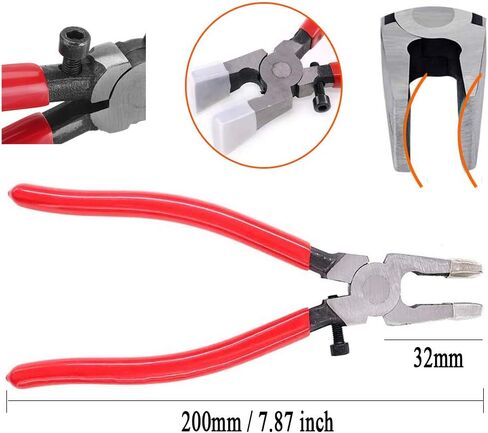 2Pcs Premium Glass Cutting Running Pliers & Breaking Pliers Kit, Heavy Duty Stained Glass Grozing Tool with Rubber Tips, Limited Warranty in Saudi Arabia