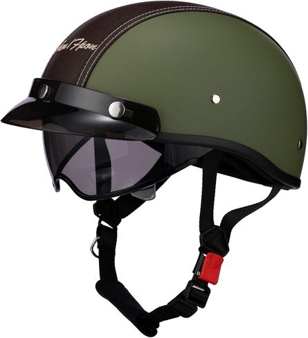 DOT Certified Vintage Motorcycle Half Helmet with Built-in Sun Visor, Open Face Retro Motorcycle Helmets for Motorbike Cruiser Chopper Moped Scooter ATV in Kuwait