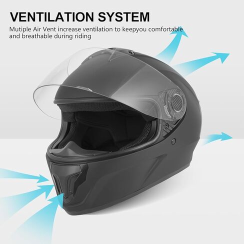 Spark Adults Full Face Motorcycle Helmet for Street Bike - DOT Certified Motorcycle Helmets with Advanced Ventilation & Quick Release, Lightweight ABS Shell for Commuting & Touring in Saudi Arabia
