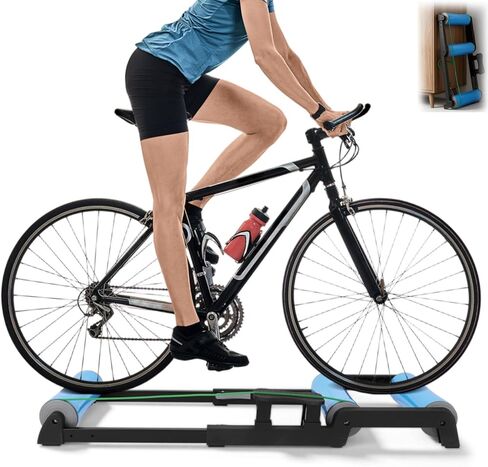 Bike Rollers Indoor Trainer, Rodillo Bicicleta para Cycling Bicycle Trainers, Silent Aluminum Alloy Stable Steel Frame Wide Compatibility for Road Mountain City Bikes Indoor Riding Training Platform in Saudi Arabia