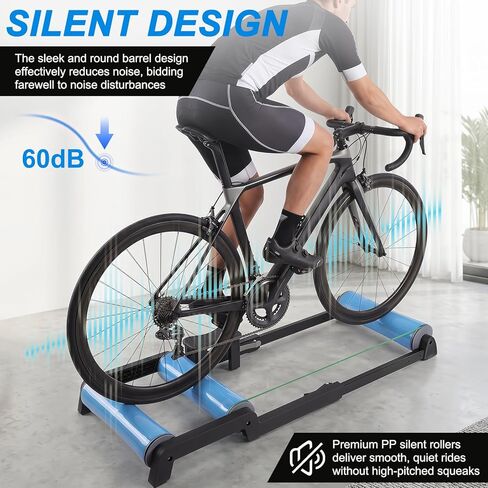 Bike Rollers Indoor Trainer, Rodillo Bicicleta para Cycling Bicycle Trainers, Silent Aluminum Alloy Stable Steel Frame Wide Compatibility for Road Mountain City Bikes Indoor Riding Training Platform in Saudi Arabia