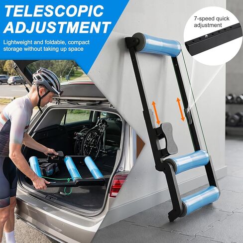Bike Rollers Indoor Trainer, Rodillo Bicicleta para Cycling Bicycle Trainers, Silent Aluminum Alloy Stable Steel Frame Wide Compatibility for Road Mountain City Bikes Indoor Riding Training Platform in Saudi Arabia