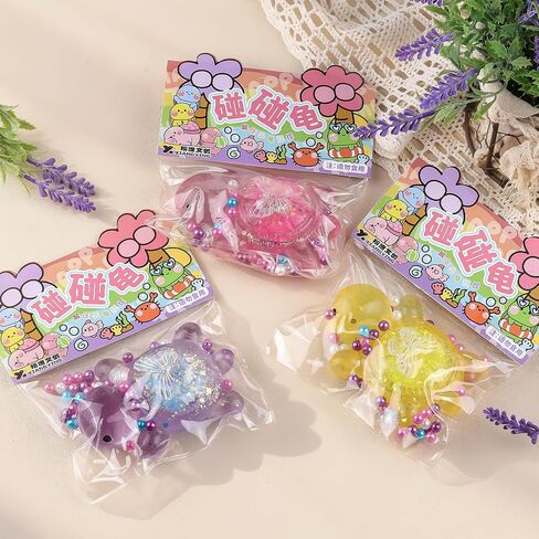 Anboor 3 Pcs Turtle Squishies Toys, 3.15" Soft Sticky Glittery Turtle Squeeze Fidget Toys Stress Relief for Kids Adults Autism Birthday Gifts in Kuwait