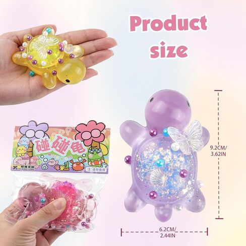 Anboor 3 Pcs Turtle Squishies Toys, 3.15" Soft Sticky Glittery Turtle Squeeze Fidget Toys Stress Relief for Kids Adults Autism Birthday Gifts in Kuwait